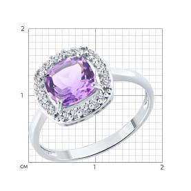 Кольцо SOKOLOV - Серебро 925, Аметист, Фианит (арт. 92014640)