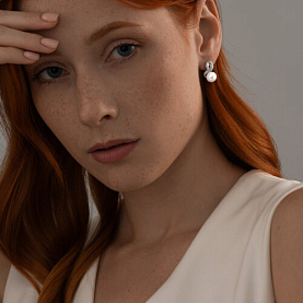 Серьги SOKOLOV - Серебро 925, Жемчуг культивированный, Фианит (арт. 94022592)