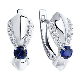 Серьги Diamant - Серебро 925, Синтетический сапфир , Фианит (арт. 94-320-00750-1)