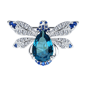 Брошь SOKOLOV - Серебро 925, Синтетический топаз Лонд, Фианит (арт. 92040052)