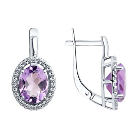 Серьги Diamant - Серебро 925, Аметист, Фианит (арт. 94-320-01999-2)