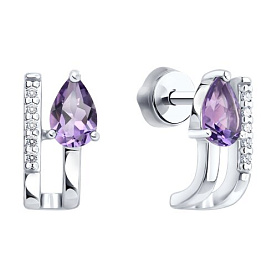 Серьги SOKOLOV - Серебро 925, Аметист, Фианит (арт. 92025325)