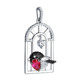 Подвеска SOKOLOV - Серебро 925, Синтетический рубин, Фианит (арт. 94031985)