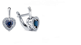Серьги Platinum Lab. - Платина 950, Сапфир, Бриллиант (арт. ПС-023С-01)