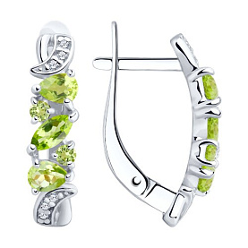 Серьги SOKOLOV - Серебро 925, Фианит, Хризолит (арт. 92021780)