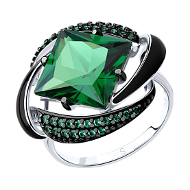 Кольцо SOKOLOV - Серебро 925, Синтетический ситалл , Фианит, Эмаль (арт. 92011302)