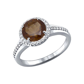 Кольцо SOKOLOV - Серебро 925, Раухтопаз, Фианит (арт. 92010970)