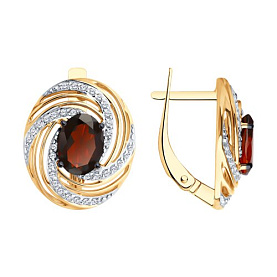 Серьги Diamant - Золото 585, Гранат, Фианит (арт. 51-320-02317-1)