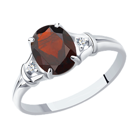 Кольцо SOKOLOV - Серебро 925, Гранат, Фианит (арт. 92011784)