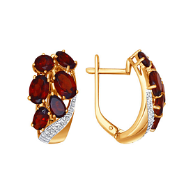 Серьги SOKOLOV - Золото 585, Гранат, Фианит (арт. 723788)