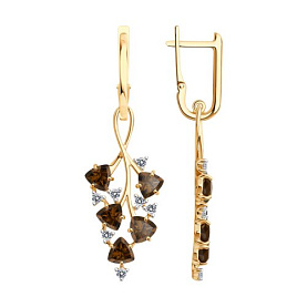 Серьги SOKOLOV - Серебро 925, Раухтопаз, Фианит (арт. 92023216)