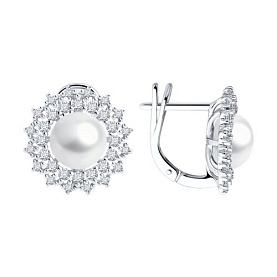 Серьги SOKOLOV - Серебро 925, Жемчуг культивированный, Фианит (арт. 92022965)