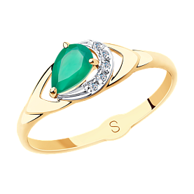 Кольцо SOKOLOV - Золото 375, Агат, Фианит (арт. 37715624)