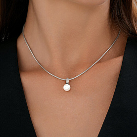 Подвеска SOKOLOV - Серебро 925, Жемчуг имитация, Фианит (арт. 94033283)