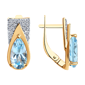 Серьги SOKOLOV - Золото 585, Топаз, Фианит (арт. 728454)