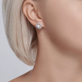 Серьги SOKOLOV - Серебро 925, Жемчуг имитация, Фианит (арт. 94026065)