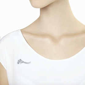 Брошь SOKOLOV - Серебро 925, Фианит (арт. 94040025)