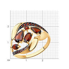 Кольцо SOKOLOV - Золото 585, Гранат, Фианит (арт. 714475)