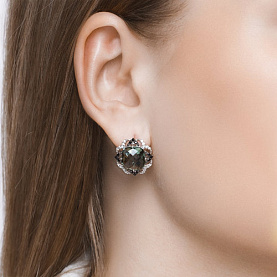 Серьги SOKOLOV - Серебро 925, Синтетический кварц , Фианит (арт. 92021445)