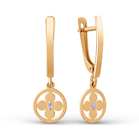 Серьги ЮФ Династия - Золото 585, Фианит (арт. 031732-1102)