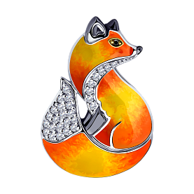 Брошь SOKOLOV - Серебро 925, Фианит, Эмаль (арт. 94040213)