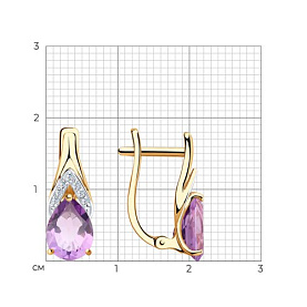 Серьги SOKOLOV - Золото 375, Аметист, Фианит (арт. 37725891)