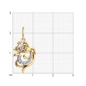 Подвеска SOKOLOV - Золото 585, Фианит, Цитрин (арт. 733105)