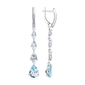 Серьги SOKOLOV - Серебро 925, Топаз, Фианит (арт. 92023020)