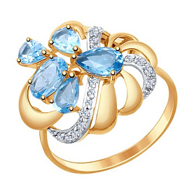 Кольцо SOKOLOV - Золото 375, Топаз, Фианит (арт. 37714749)