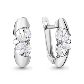 Серьги Аквамарин - Серебро 925, Фианит (арт. 49214.5)