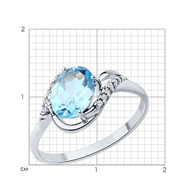 Кольцо Diamant - Серебро 925, Топаз, Фианит (арт. 94-310-00185-1)