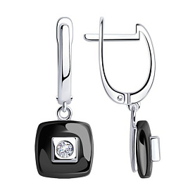 Серьги Diamant - Серебро 925, Керамика, Фианит (арт. 94-121-01278-1)