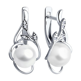 Серьги SOKOLOV - Серебро 925, Жемчуг культивированный, Фианит (арт. 92022999)