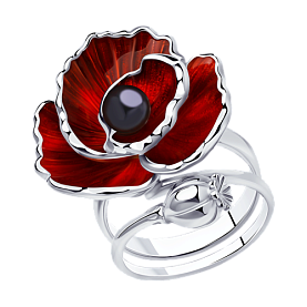 Кольцо SOKOLOV - Серебро 925, Жемчуг имитация, Эмаль (арт. 94013133)