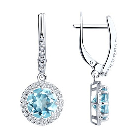 Серьги Diamant - Серебро 925, Топаз, Фианит (арт. 94-321-02052-1)