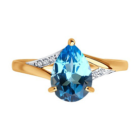 Кольцо SOKOLOV - Золото 585, Топаз swiss, Фианит (арт. 715575)