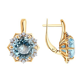 Серьги Diamant - Золото 585, Топаз, Фианит (арт. 51-320-02159-1)
