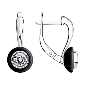 Серьги SOKOLOV - Серебро 925, Керамика, Фианит (арт. 94025735)