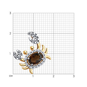 Подвеска SOKOLOV - Серебро 925, Раухтопаз, Фианит (арт. 92030766)