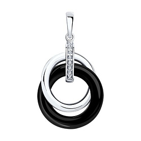 Подвеска SOKOLOV - Серебро 925, Керамика, Фианит (арт. 94032895)