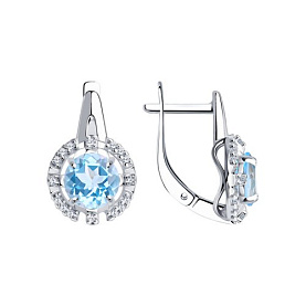 Серьги Diamant - Серебро 925, Топаз, Фианит (арт. 94-320-00679-1)
