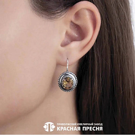 Серьги Красная пресня - Серебро 925, Синтетический султанит (арт. 33814262-22)