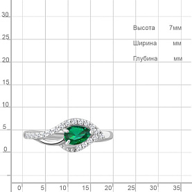 Кольцо Аквамарин - Серебро 925, Синтетический изумруд, Фианит (арт. 600210АГ.5)