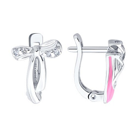 Серьги Diamant - Серебро 925, Фианит, Эмаль (арт. 94-120-02296-1)