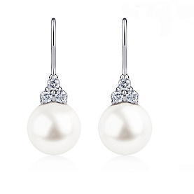 Серьги Platinum Lab. - Платина 950, Жемчуг культивированный, Бриллиант (арт. ПС-212-02)