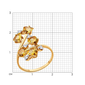 Кольцо SOKOLOV - Серебро 925, Фианит, Цитрин (арт. 92014572)