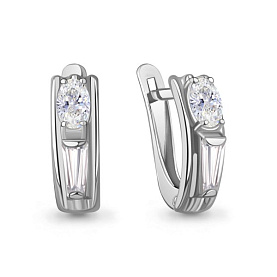 Серьги Аквамарин - Серебро 925, Фианит (арт. 400319.5)