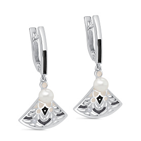 Серьги Кабаровских - Серебро 925, Жемчуг культивированный, Фианит, Эмаль (арт. 12-719-1501)