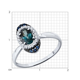 Кольцо SOKOLOV - Серебро 925, Топаз лондон, Фианит (арт. 92014904)