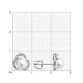 Серьги SOKOLOV - Серебро 925, Жемчуг имитация, Фианит (арт. 94025808)